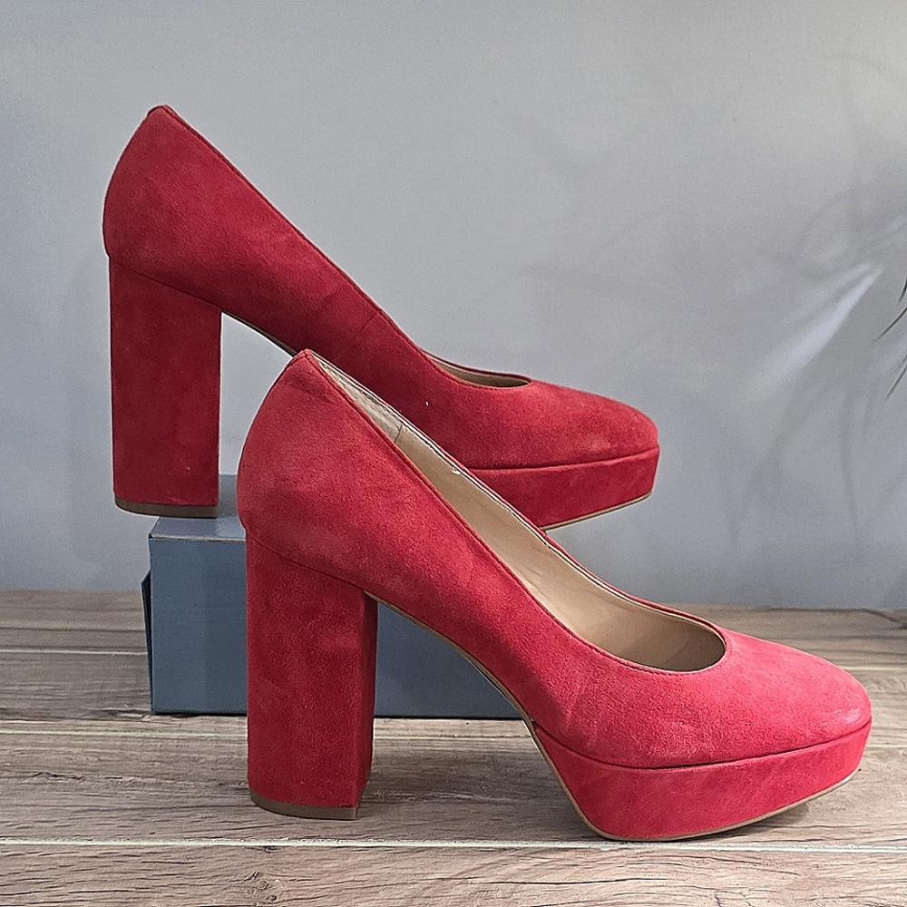 725 Copper Key Womens Flirty Suede Platform Salmon Color Block Heel 4” NWOB Sz 6
